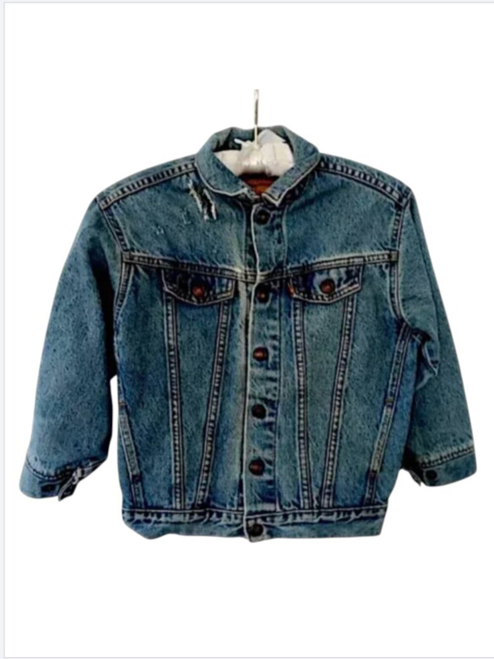 LEVI's Orange Tab Vintage Distressed Jean Jacket USA 7X *Fits women 2, XS, S